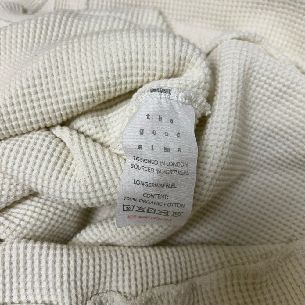 The Good Alma Womens Organic Cotton Waffle Knit Hooded Cardigan‎ Button-Front L
